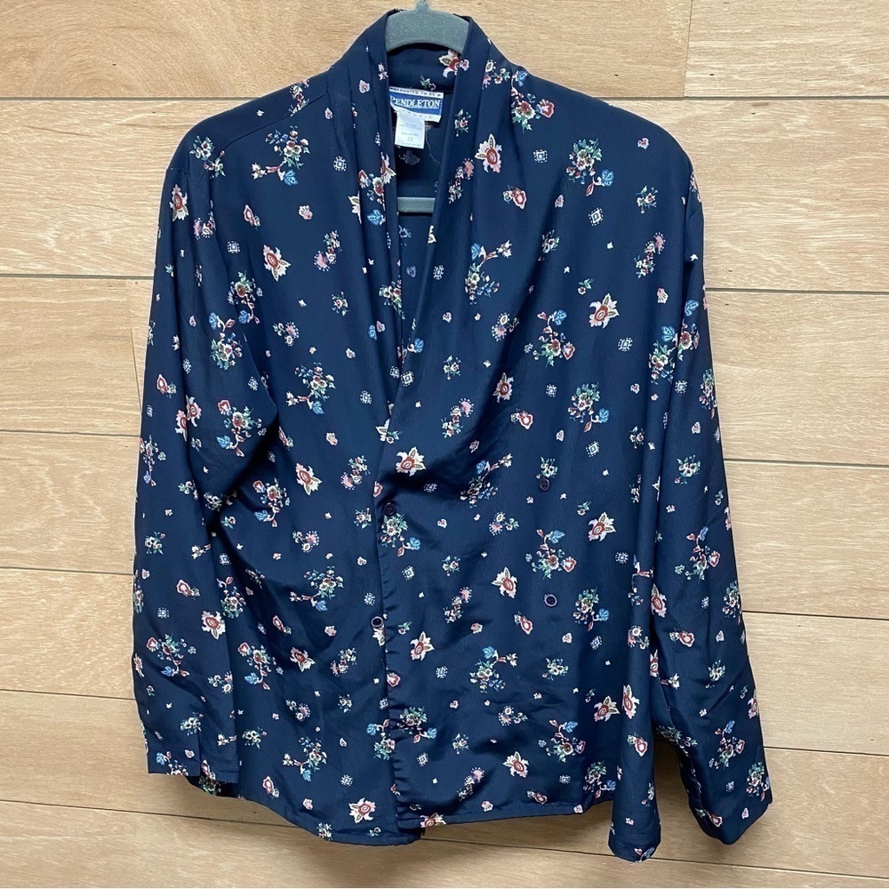 VTG Pendleton Blouse Blazer women’s size 12 navy floral